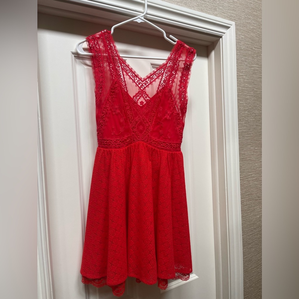 Free people red summer dress lace